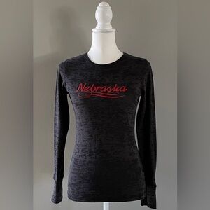 Next Level Apparel Nebraska Waffle Crew Fitted Long Sleeve Shirt Junior Size L